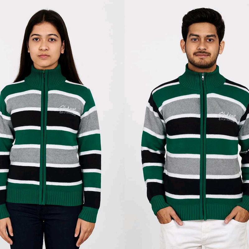 Striped Zip-Up Sweater