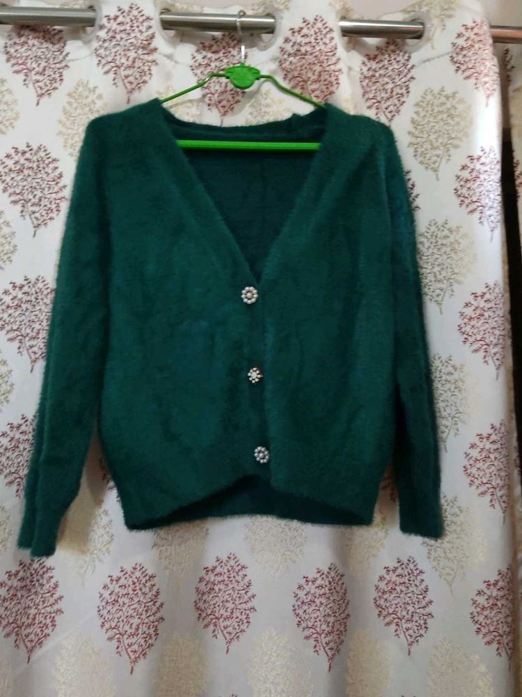 Green Fuzzy Cardigan💚