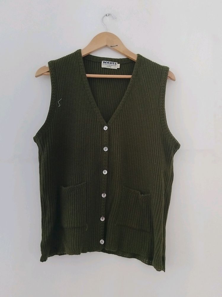 Vintage Olive Green Knit Vest