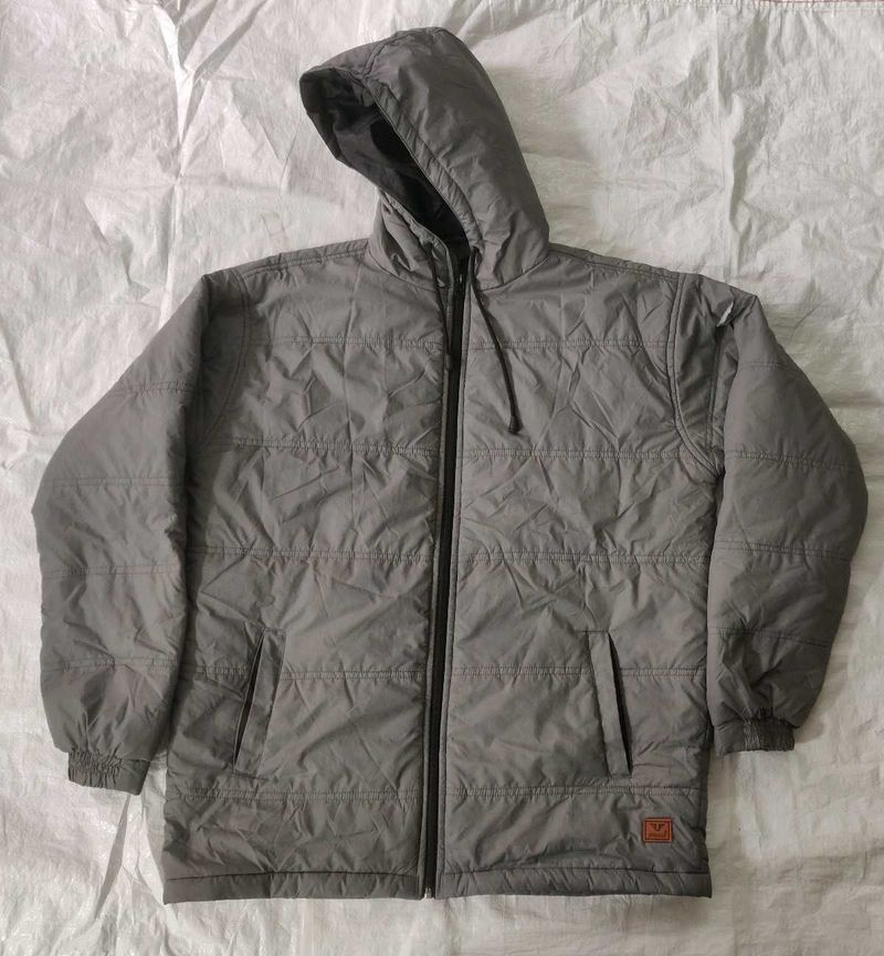 Stylish Gray Hooded Jacket