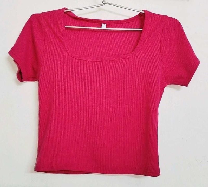 Cute Pink Ribbed Top