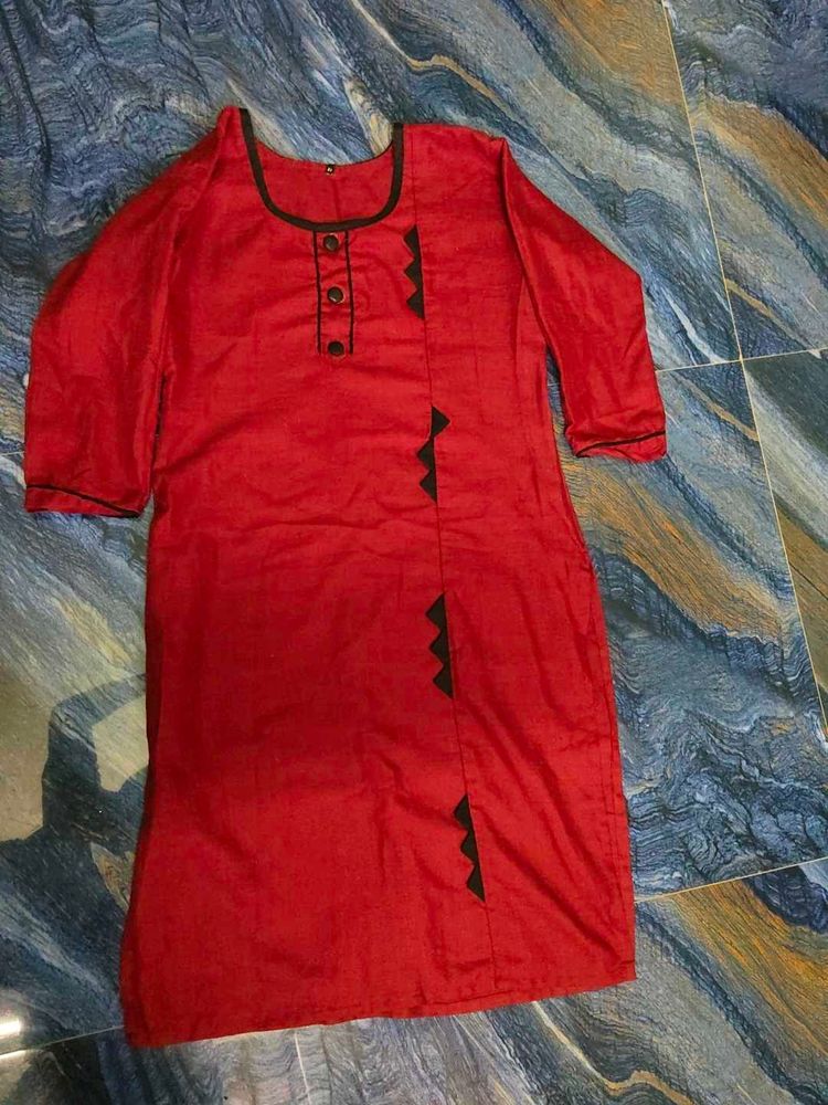 Red Cotton Kurta