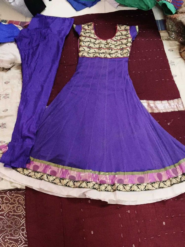 Purple Anarkali Kurta Set