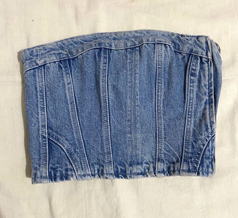 Zara Denim Tube Crop Top