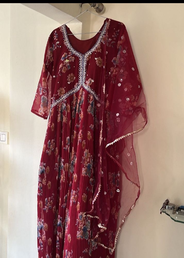 Maroon Ethnic Long Gown
