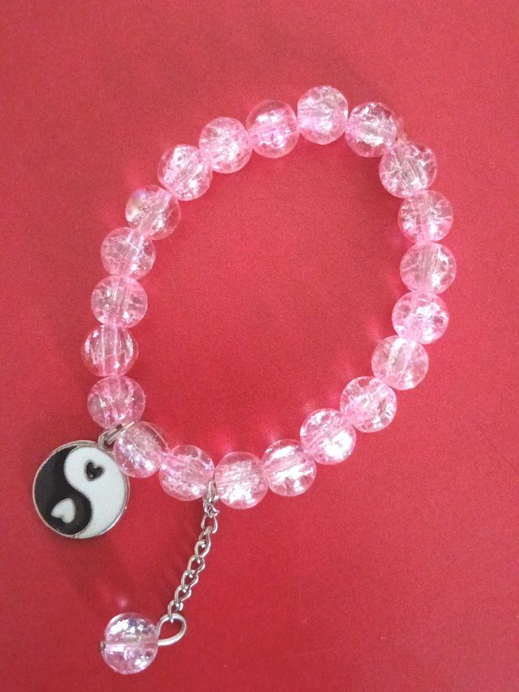 Yin Yang Pink Beaded Bracelet