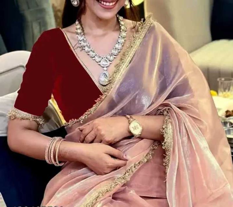 Elegant Velvet &amp; Tissue Saree
