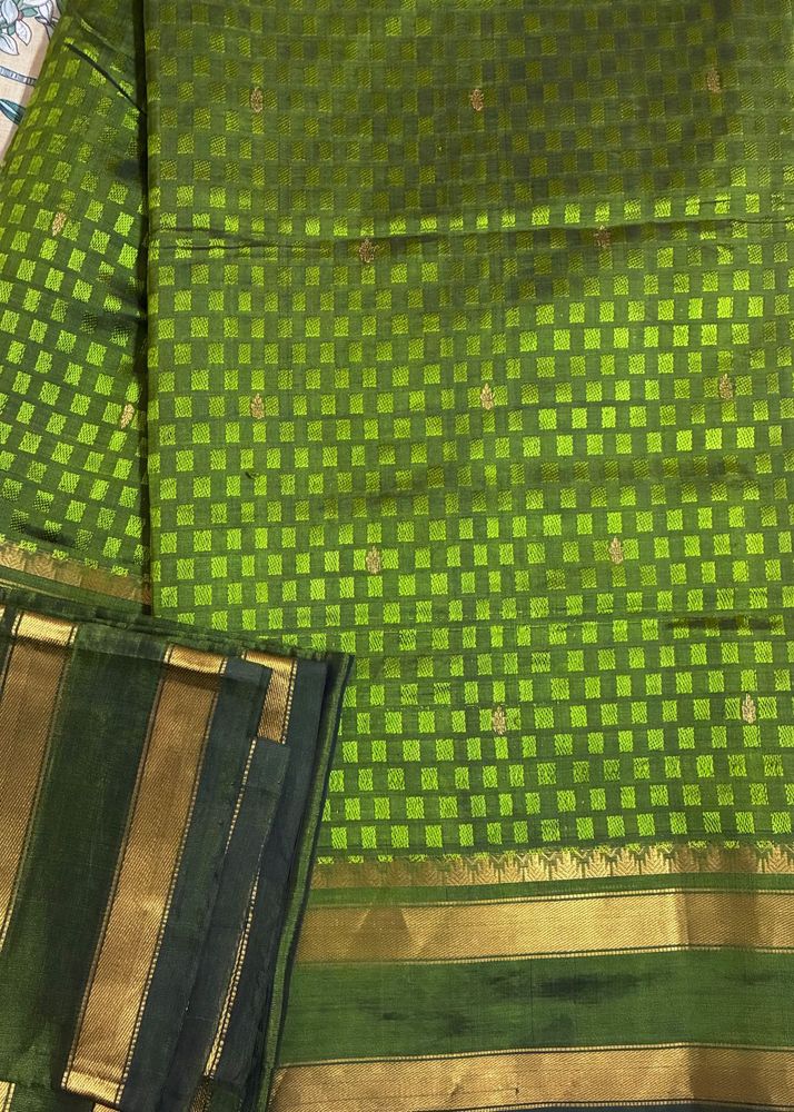 Like New Green Color Pure Silk Saree
