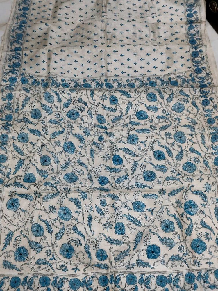 Pure Tussar Silk Saree With Kantha Work