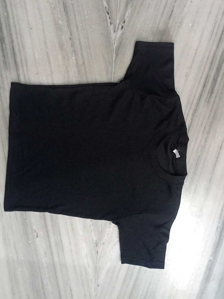 ribbed Black T-Shirt