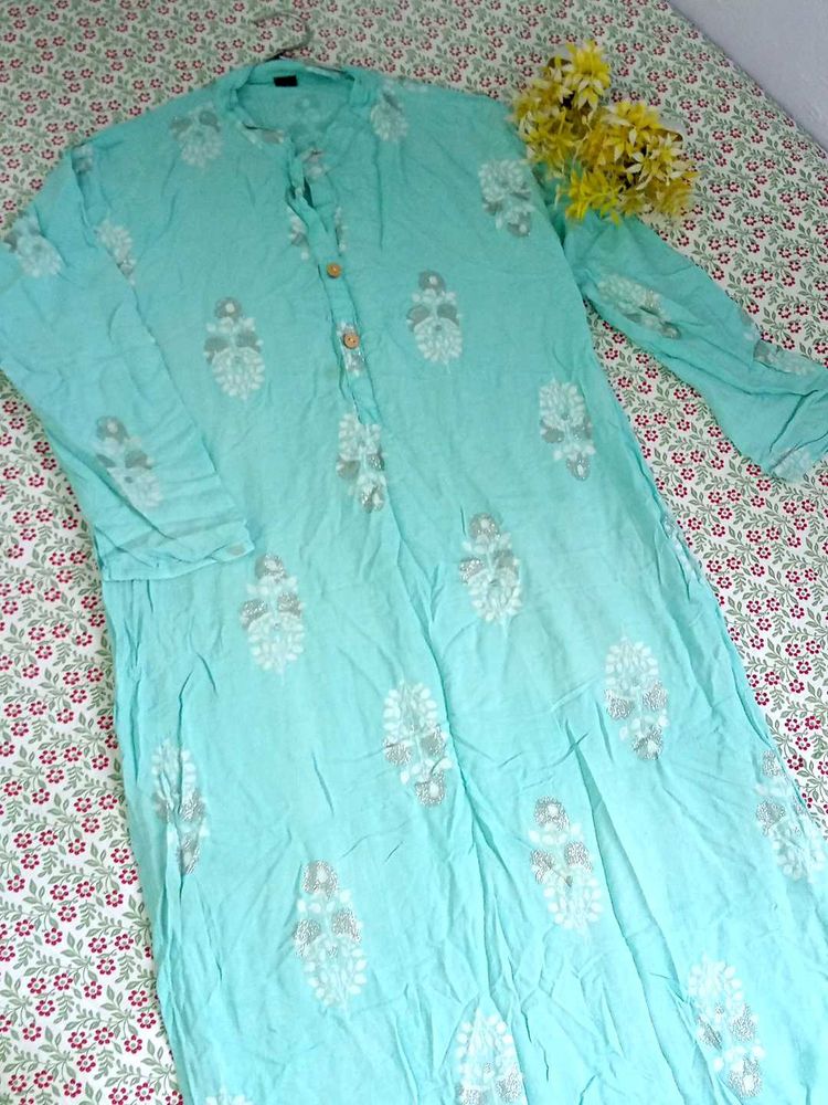 💙 Aqua Blue Printed Kurti 💙