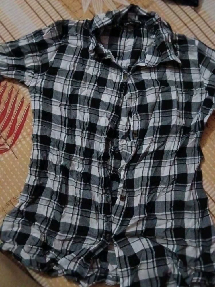 Black &amp; White Plaid Shirt