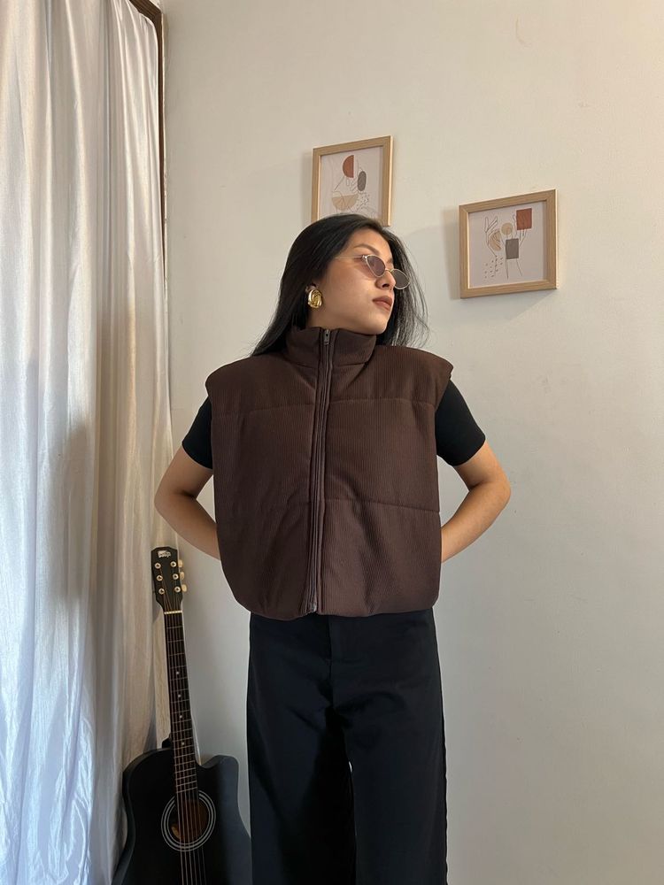 Brown Corduroy Padded Vest