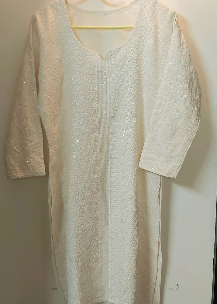 White Embroidered Kurti