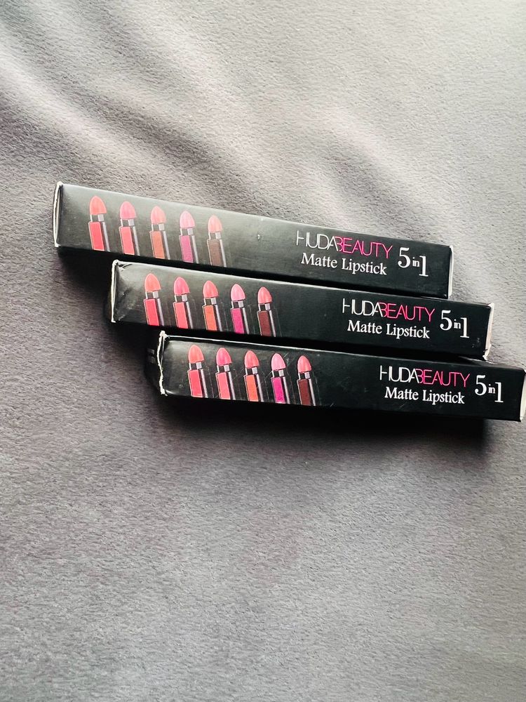 HUDA BEAUTY 5 IN 1 LIPSTICK COMBO OF THREE