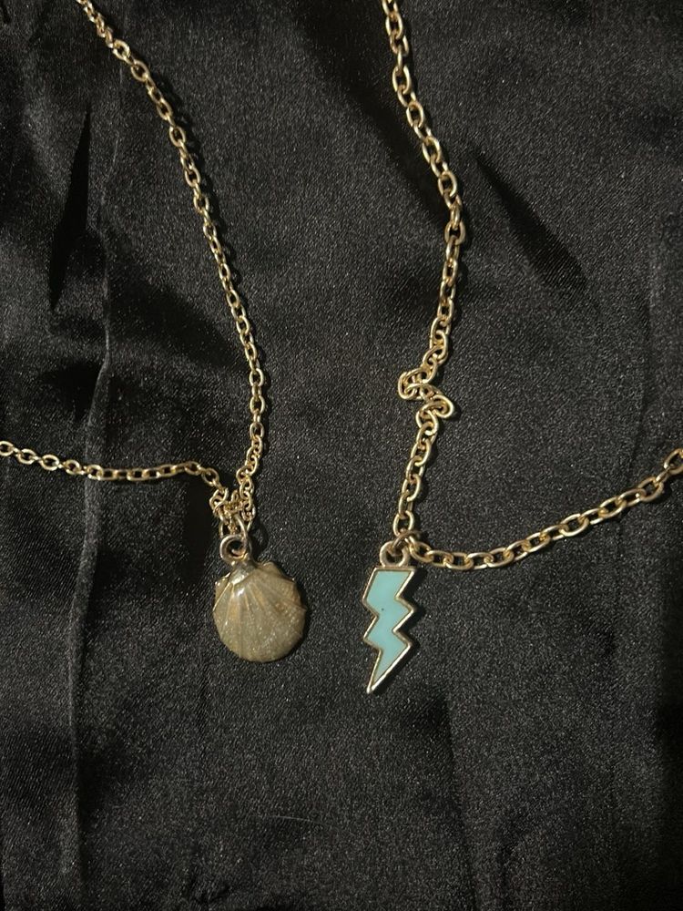 Shell &amp; Lightning Bolt Necklace Set