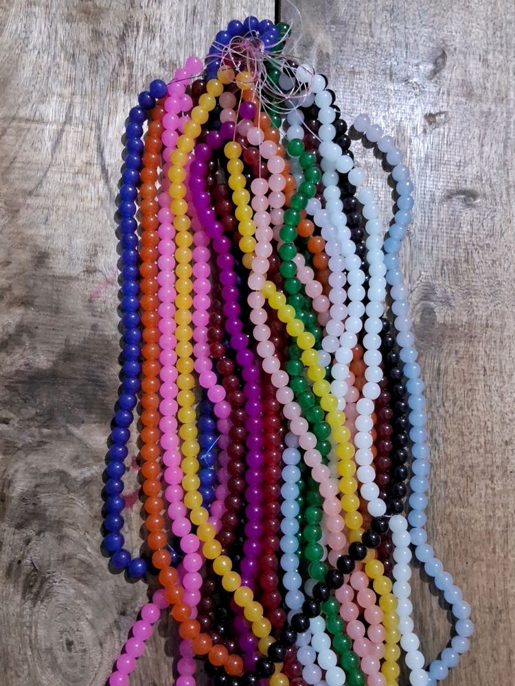 Combo (12 Line multicolour glass beads &amp; end locking Golden Colour hook)