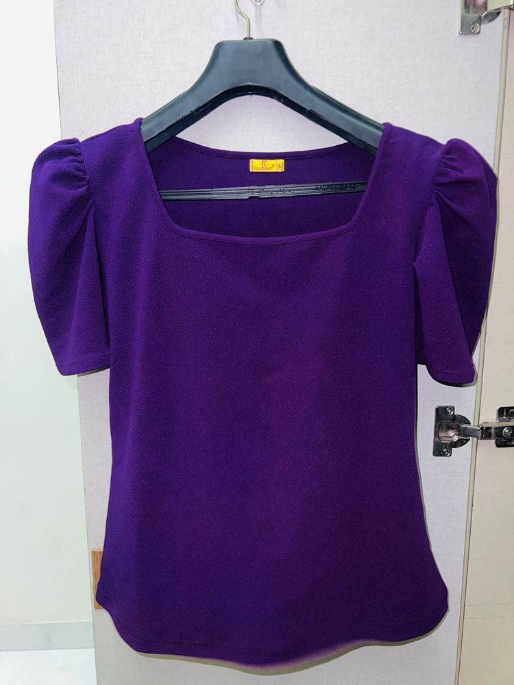 Purple Puff Sleeve Top