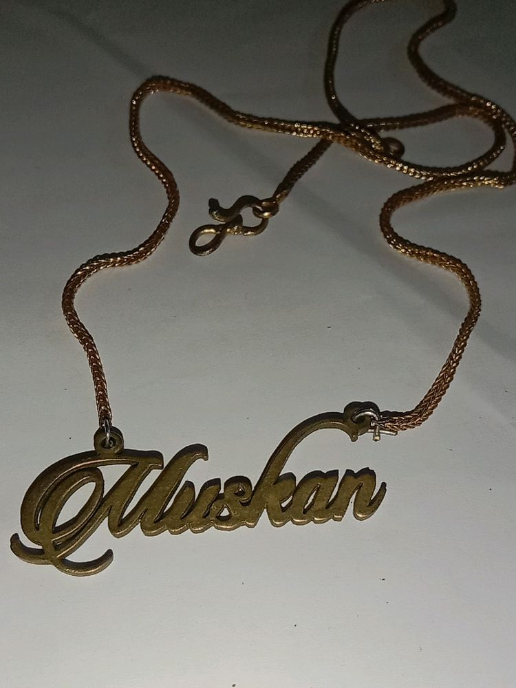 Muskan  Name Golden Colour Chain