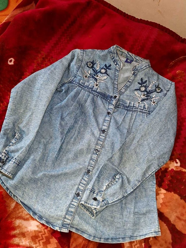 Embroidered Denim Shirt