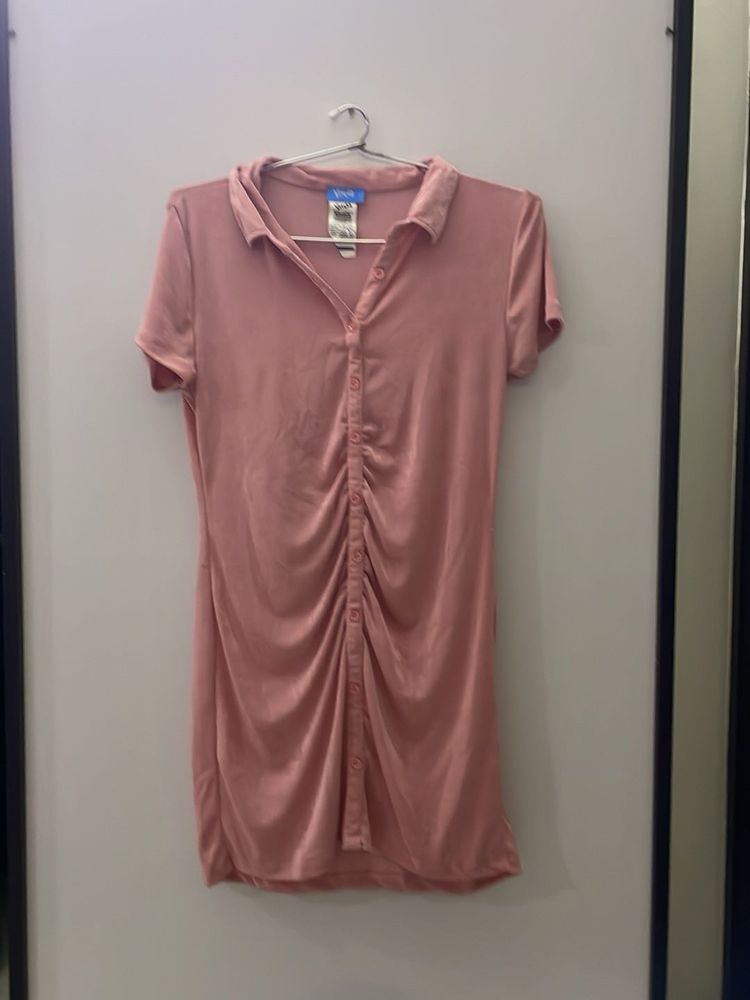 Pink Mini Shirt Dress