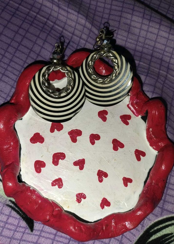 Striped Circle Earrings