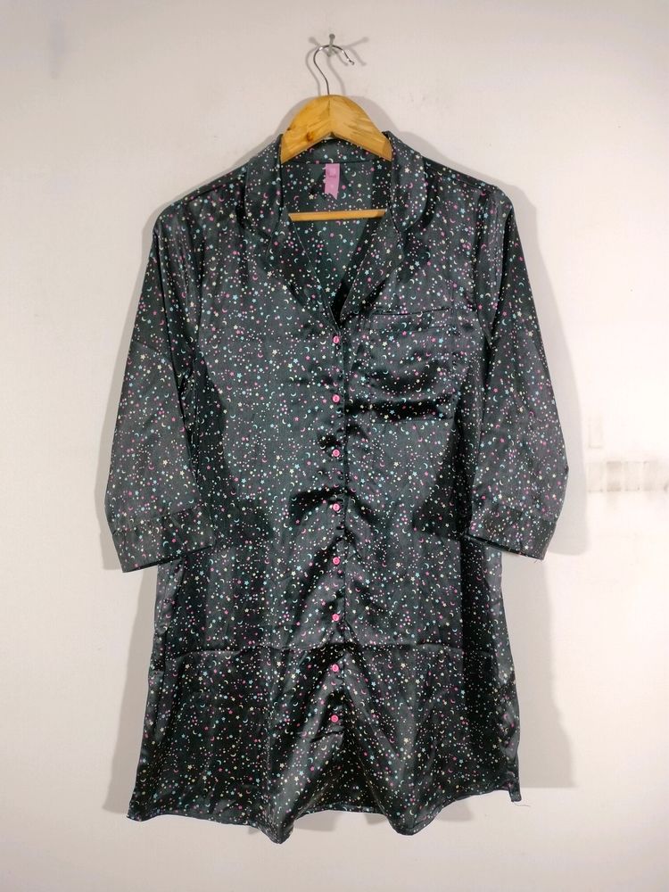 Black Printed Night Wear (Women&#39;s)