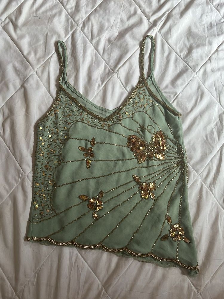 y2k butterfly sequins Top