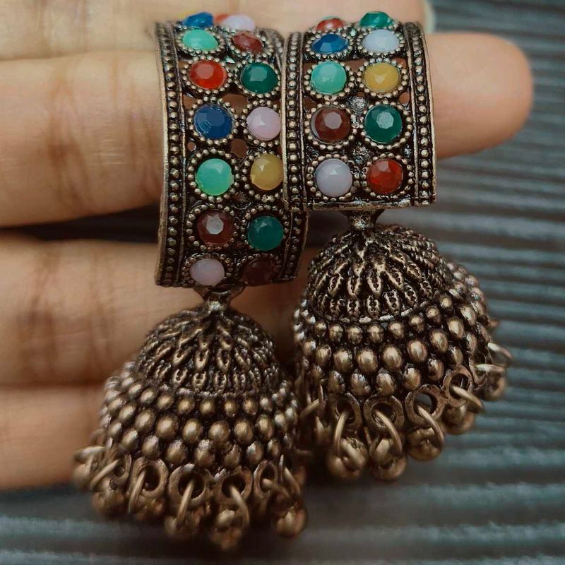Colorful oxidised Jhumka Earrings