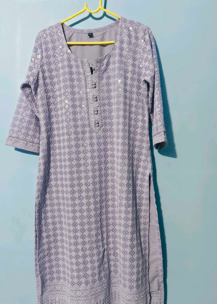 Lavender Embroidered Kurta