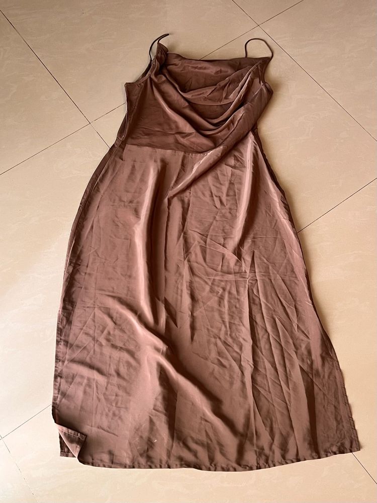 Brown Silky Dress