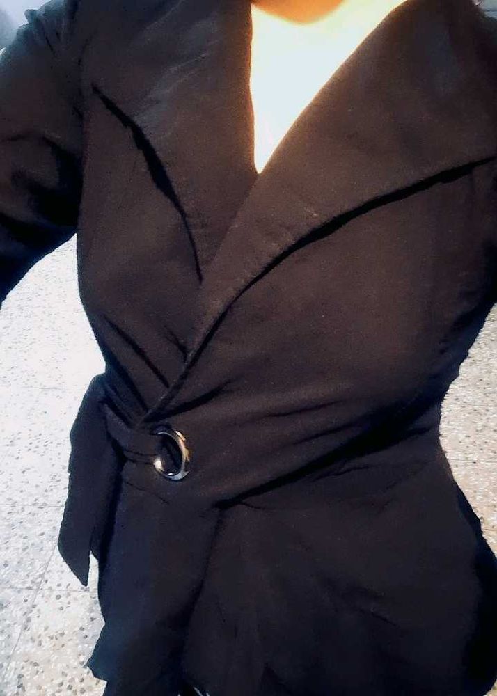Tie Wrap Black Women Short Top
