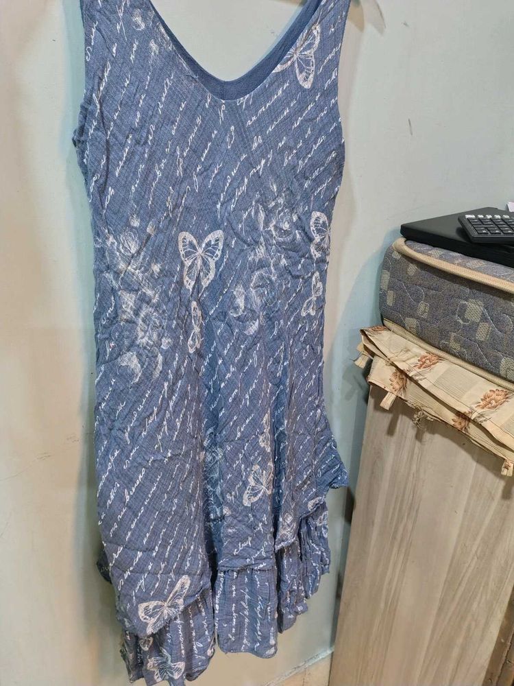 Butterfly Print Ruffle Hem Dress