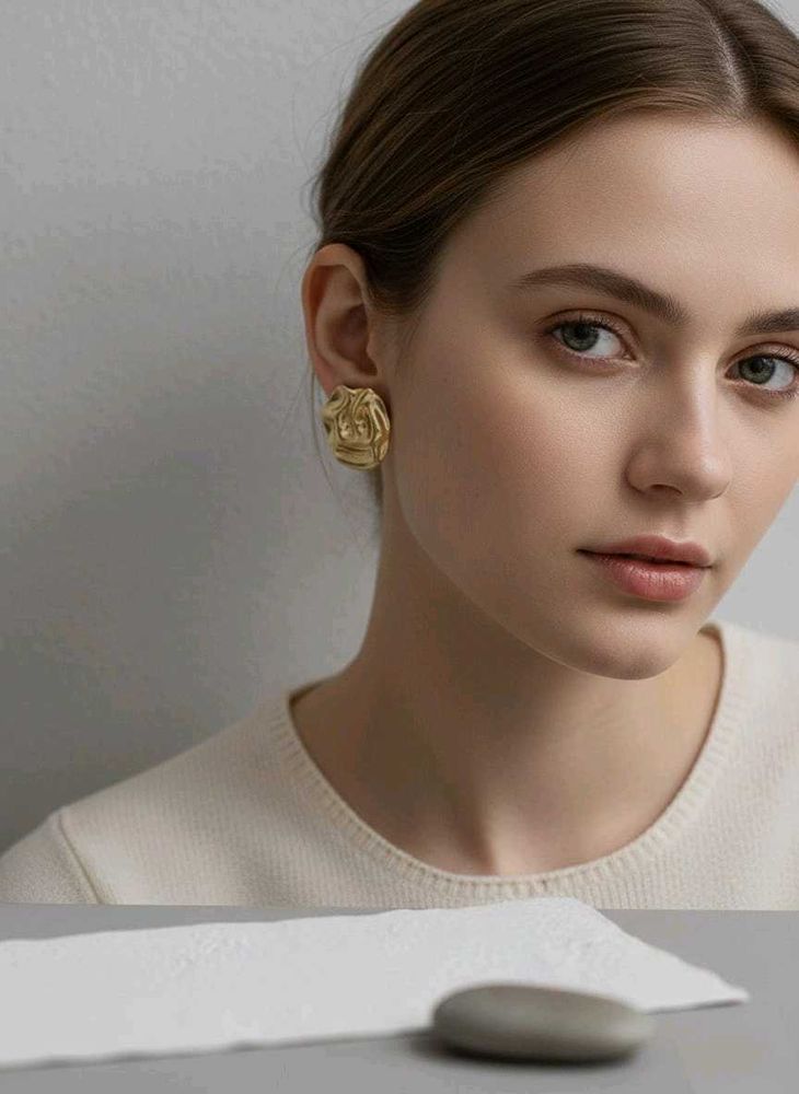 Gold Textured Clip-on Earrings stainless steel ant