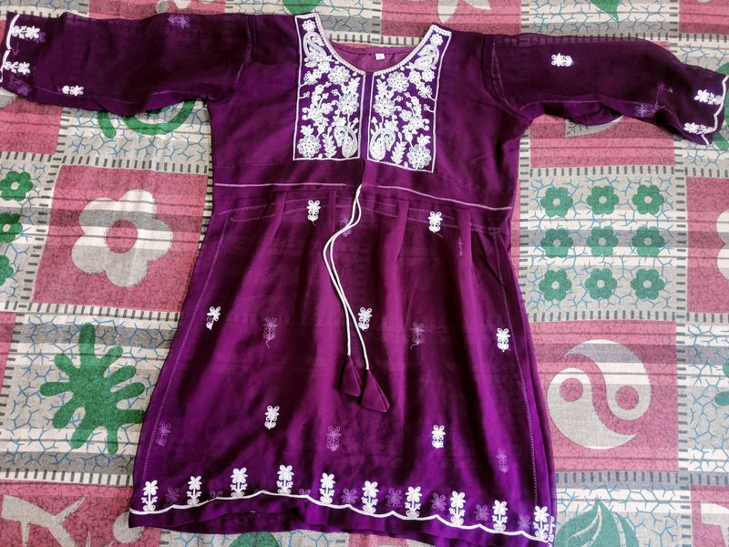 New Short Chikankari Kurti