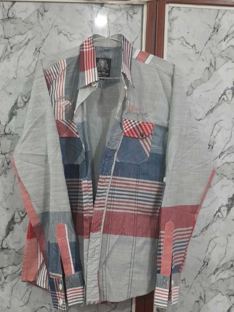 Patchwork Button-Down Shirt