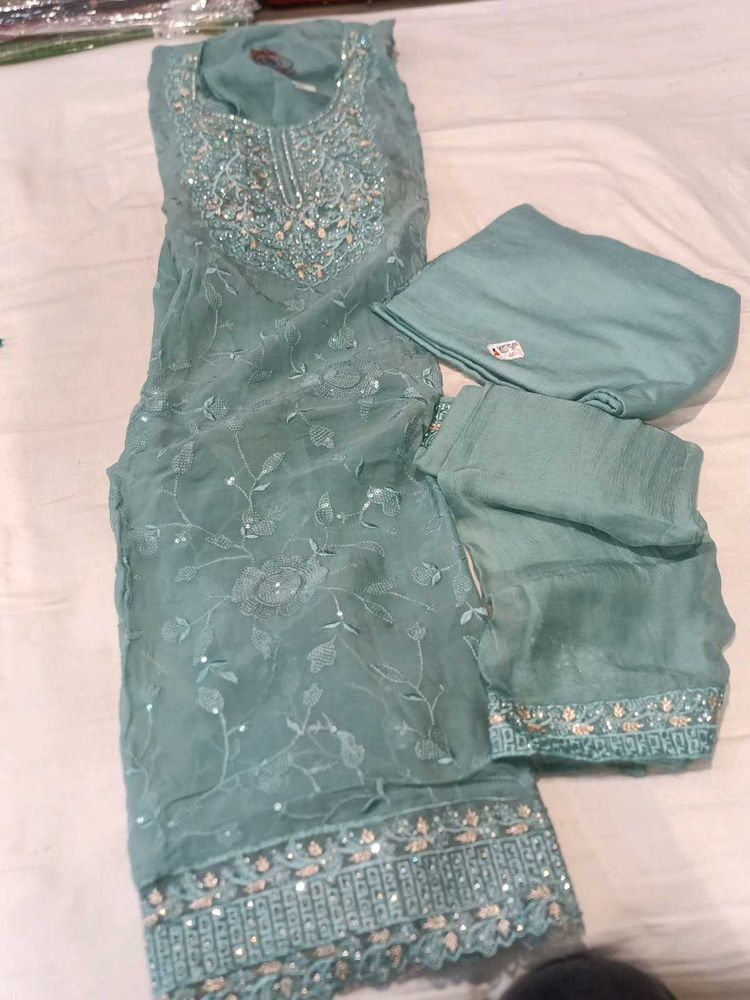 Teal Embroidered Salwar Kameez