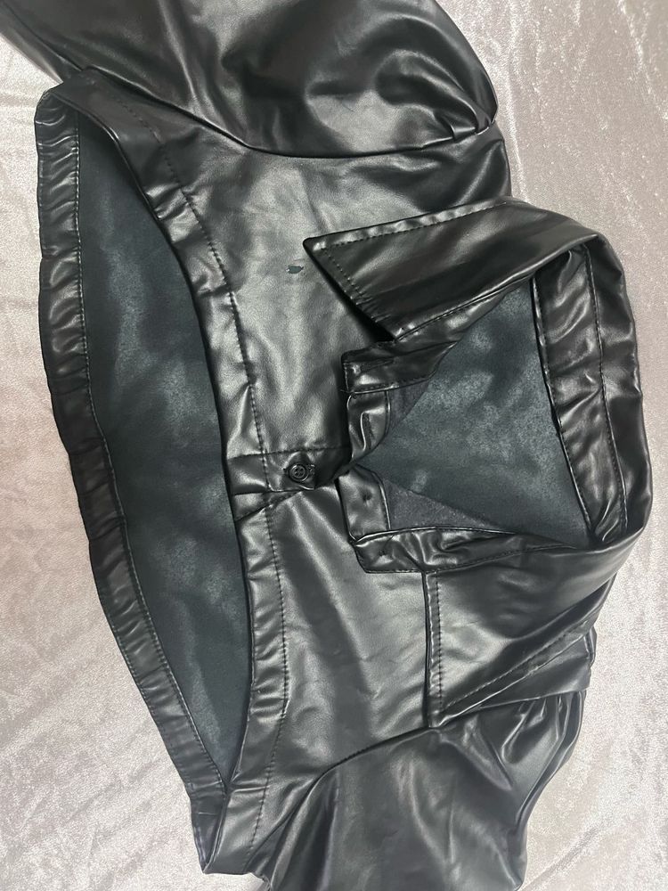 Black Faux Leather short Jacket/shirt