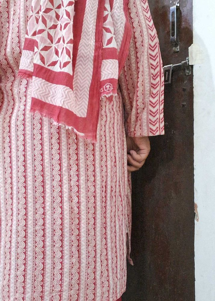 Red &amp; White kameez salwar dupatta