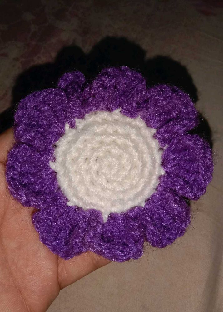Handmade Crocheted Purple Flower Applique