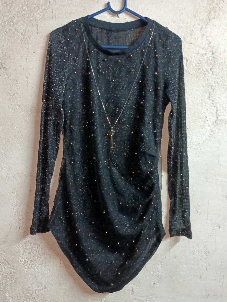 Partywear See-through Sparkly Top Black 🖤