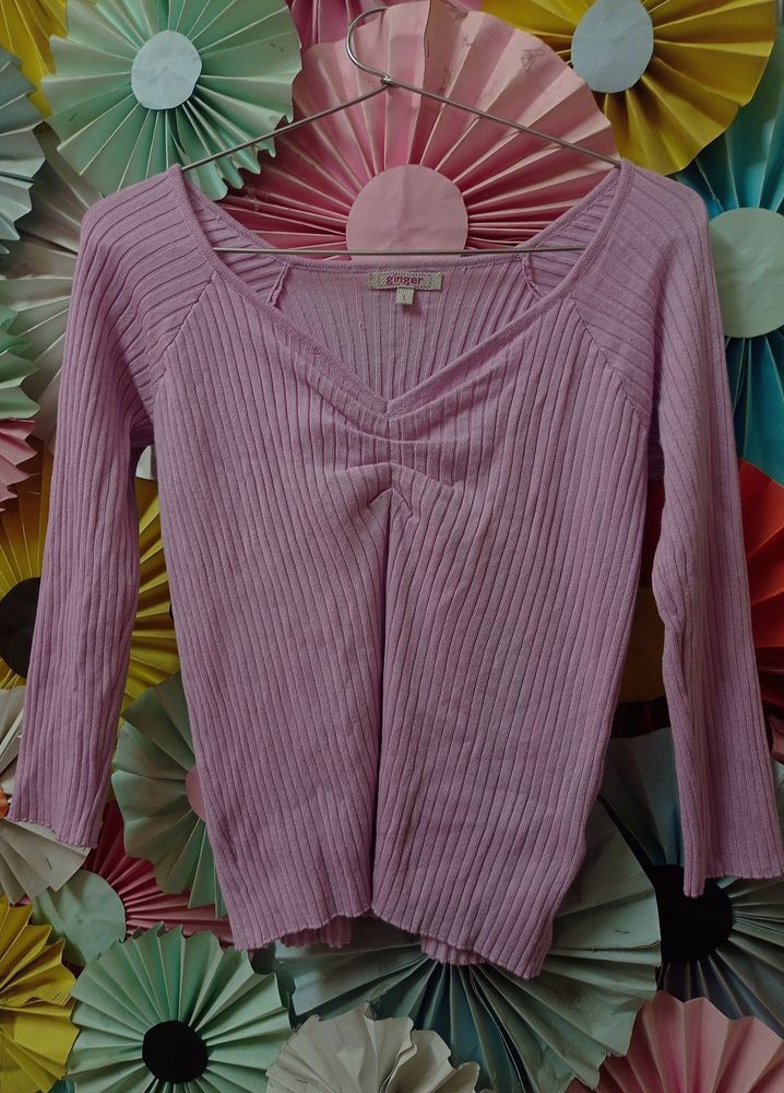 Sweetheart Neck Lavender Ripped Top