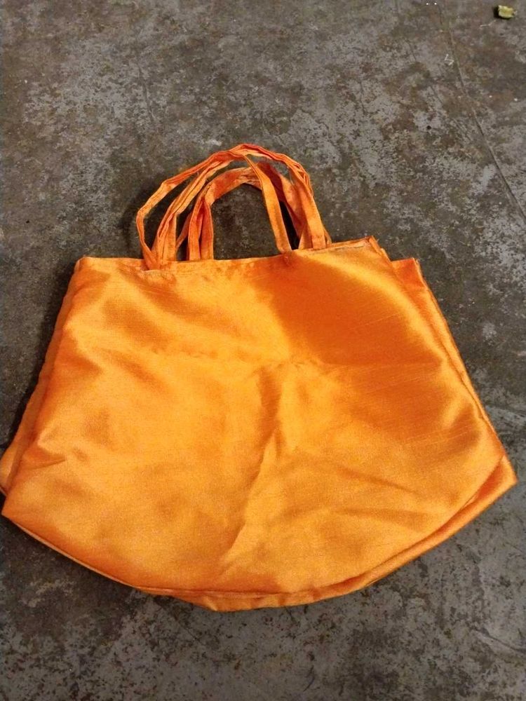 Orange silk fabric Bag