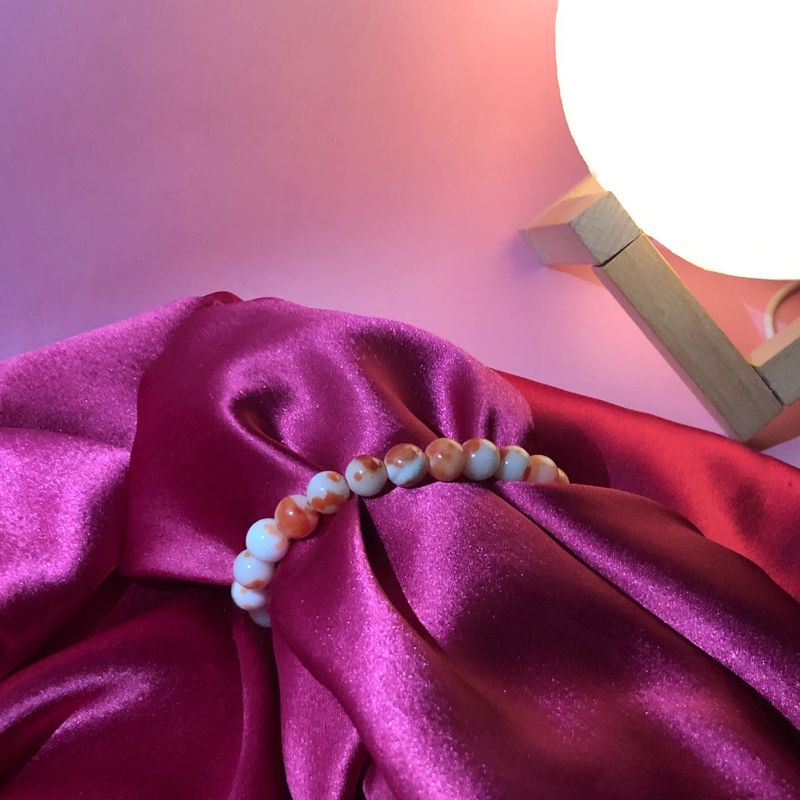 Real Crystal Coral and White Beaded Bracelet