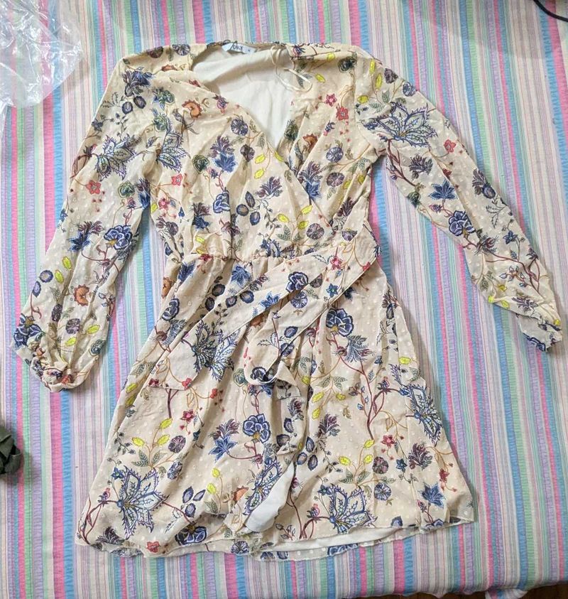 Floral Print Wrap Dress