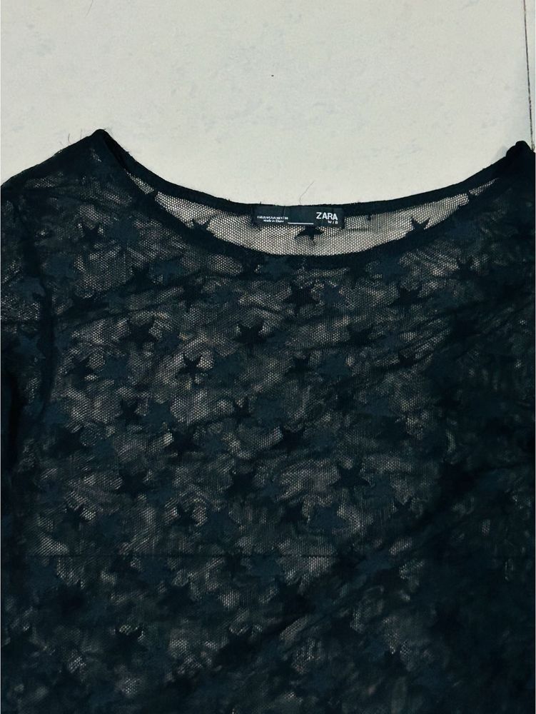 Zara Black Mesh Star Top