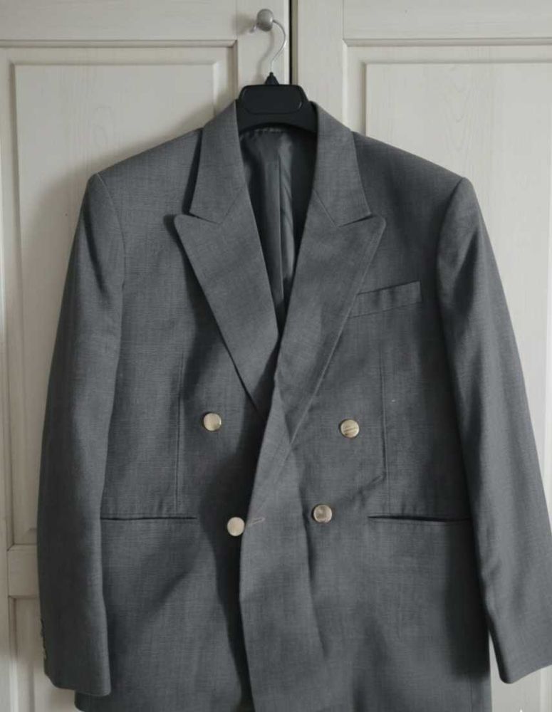 Grey Double-Breasted Blazer