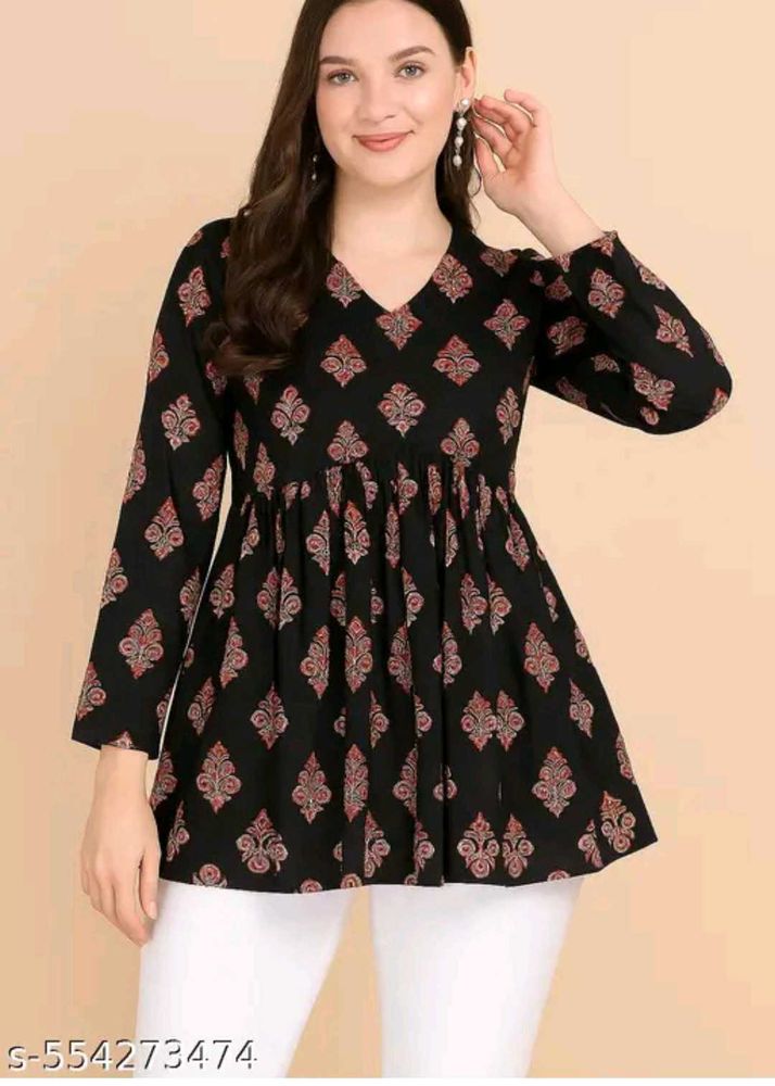 Trendy Printed Black Top
