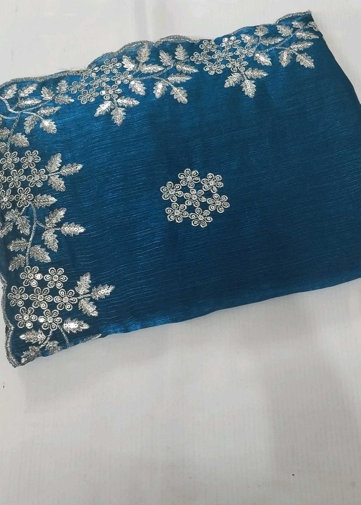 Blue Embellished Saree