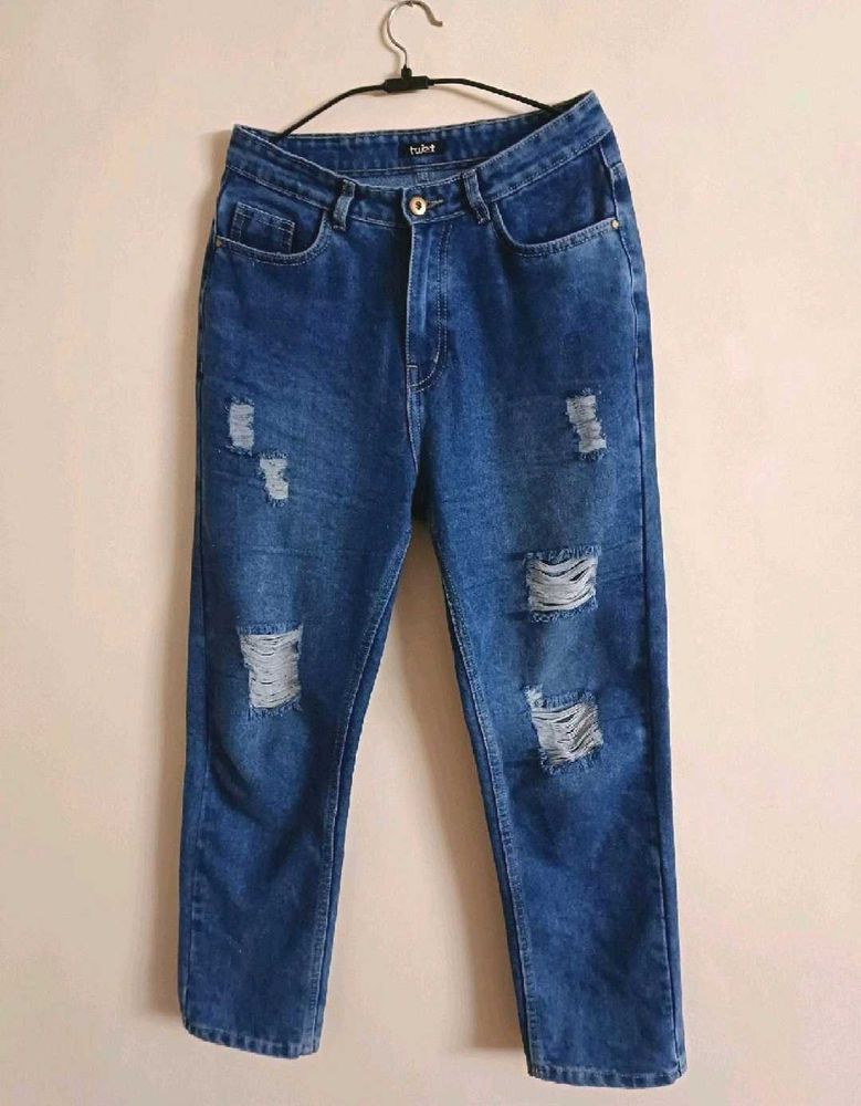 Women High Waist Ripped Jeans